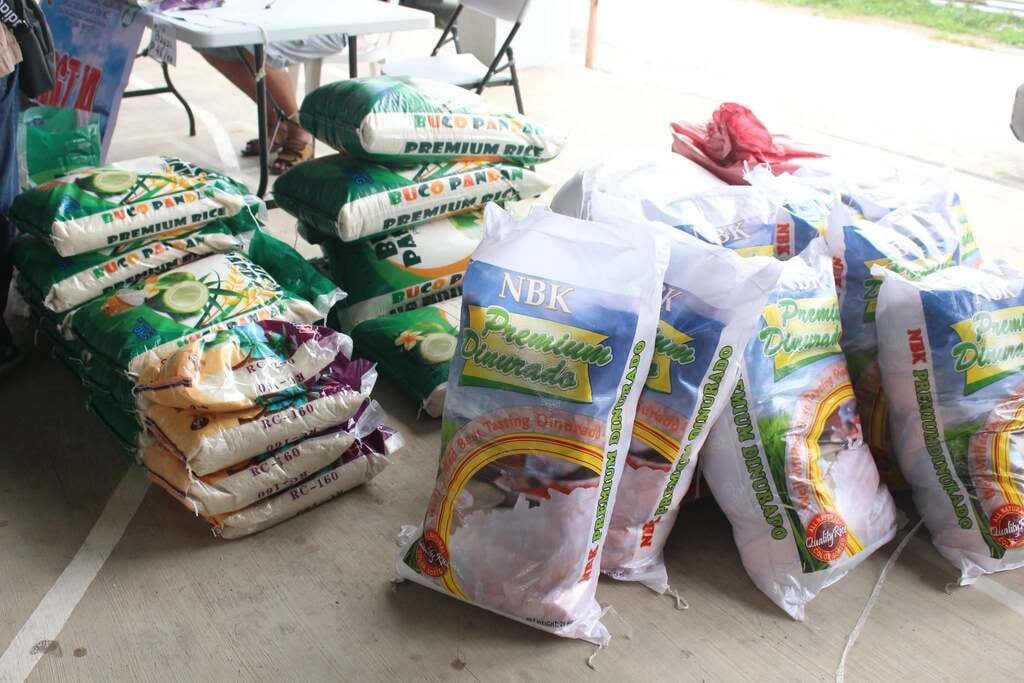 Rice products are displayed during the National Irrigation Administration (NIA) Regional office 5 Kadiwa market in Naga City held on June 23, 2026. (Nicole Frilles/PIA Camarines Sur)