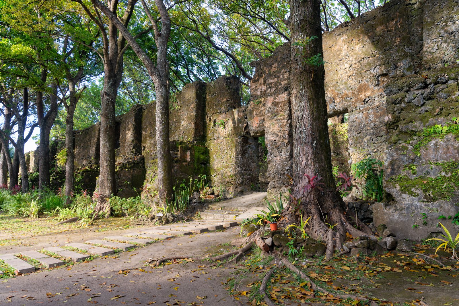 Scenic view of an old Spanish Church Ruins, Camiguin, Philippines