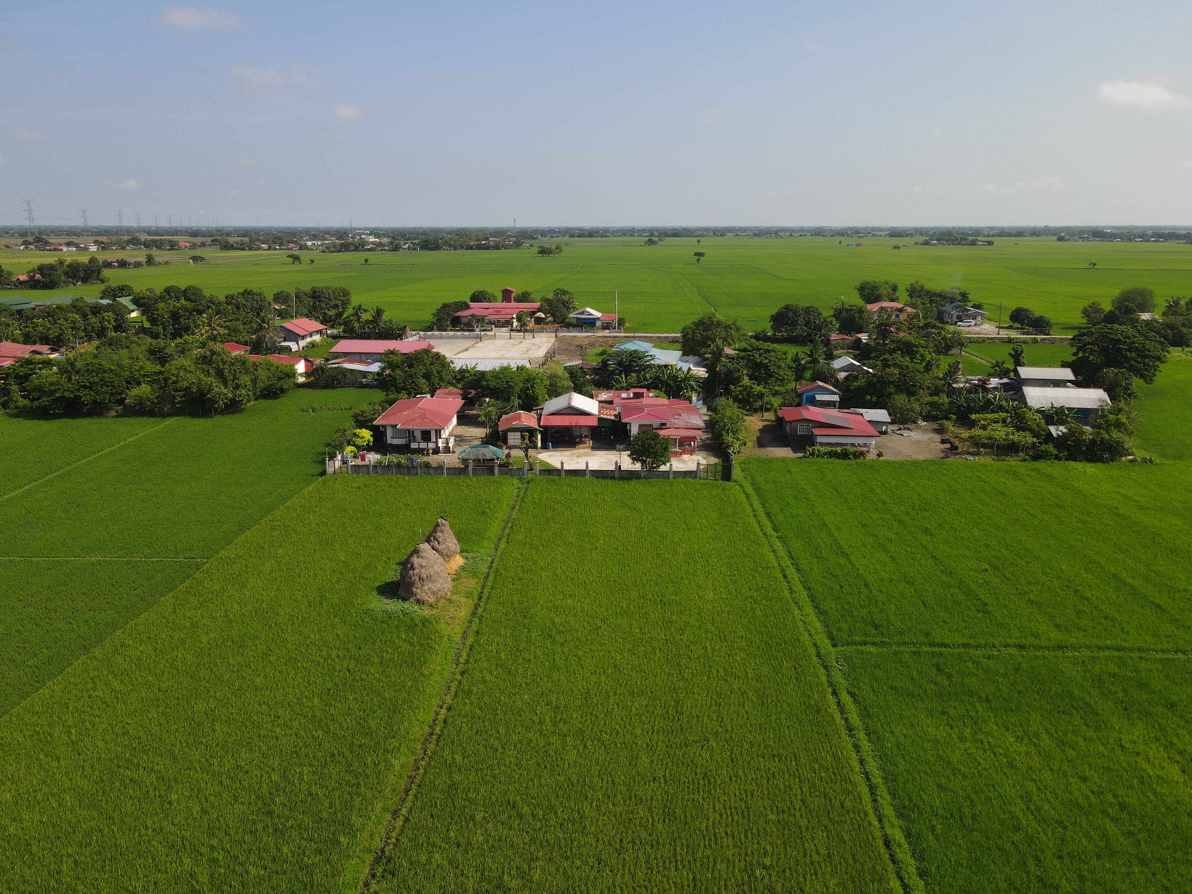 Aerial shot of the Cuayan Bugtong church in Candaba, Pampanga, Philippines