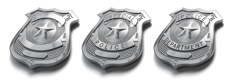 Silver Police Badge Symbols on a White Backgroundmaxxyustas