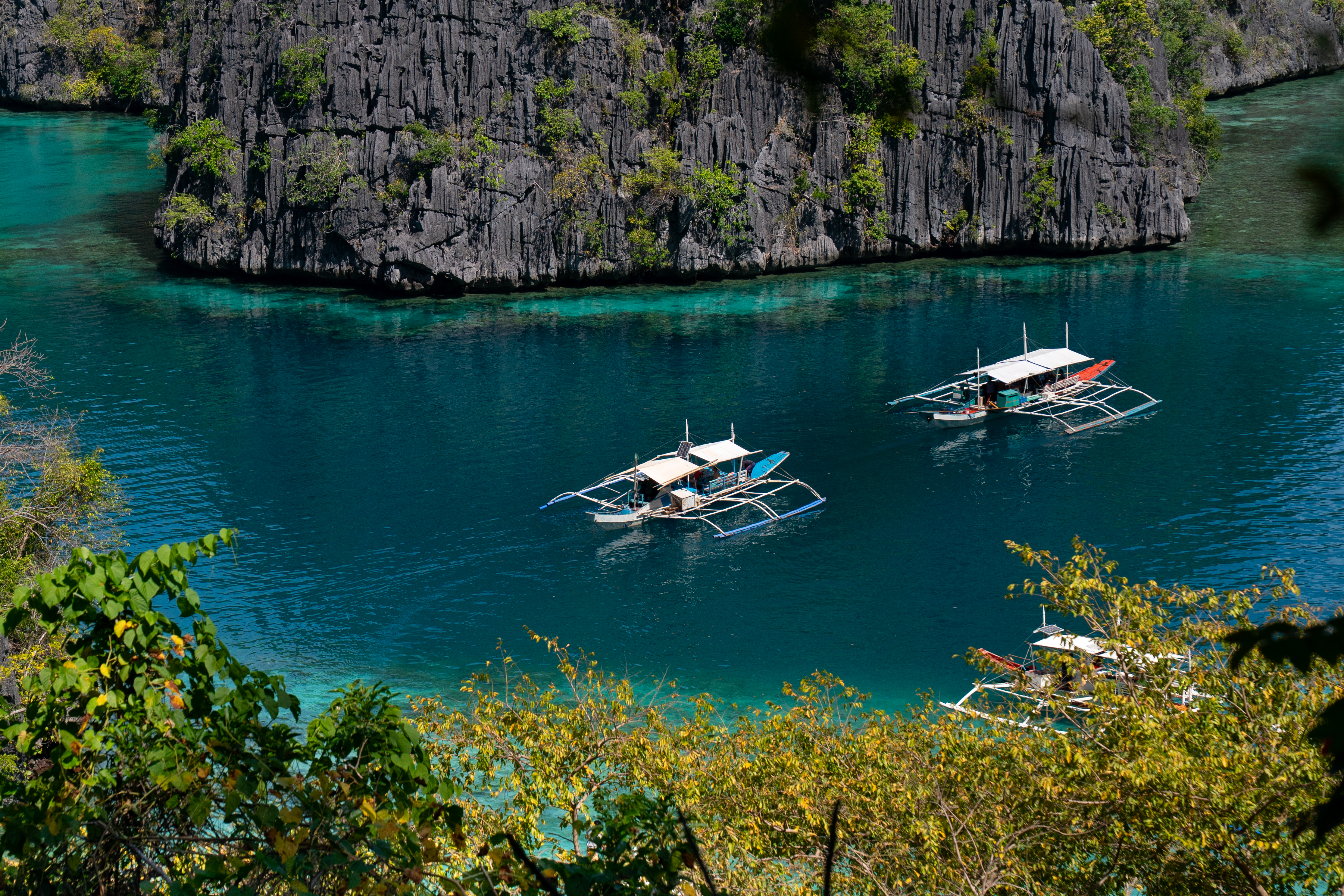 Palawan, Philippines, aerial view of Kayangan Lake in Coron island.