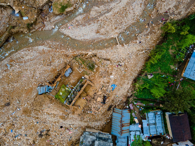 The aerial view shows the flood-affected areastravellersnep
