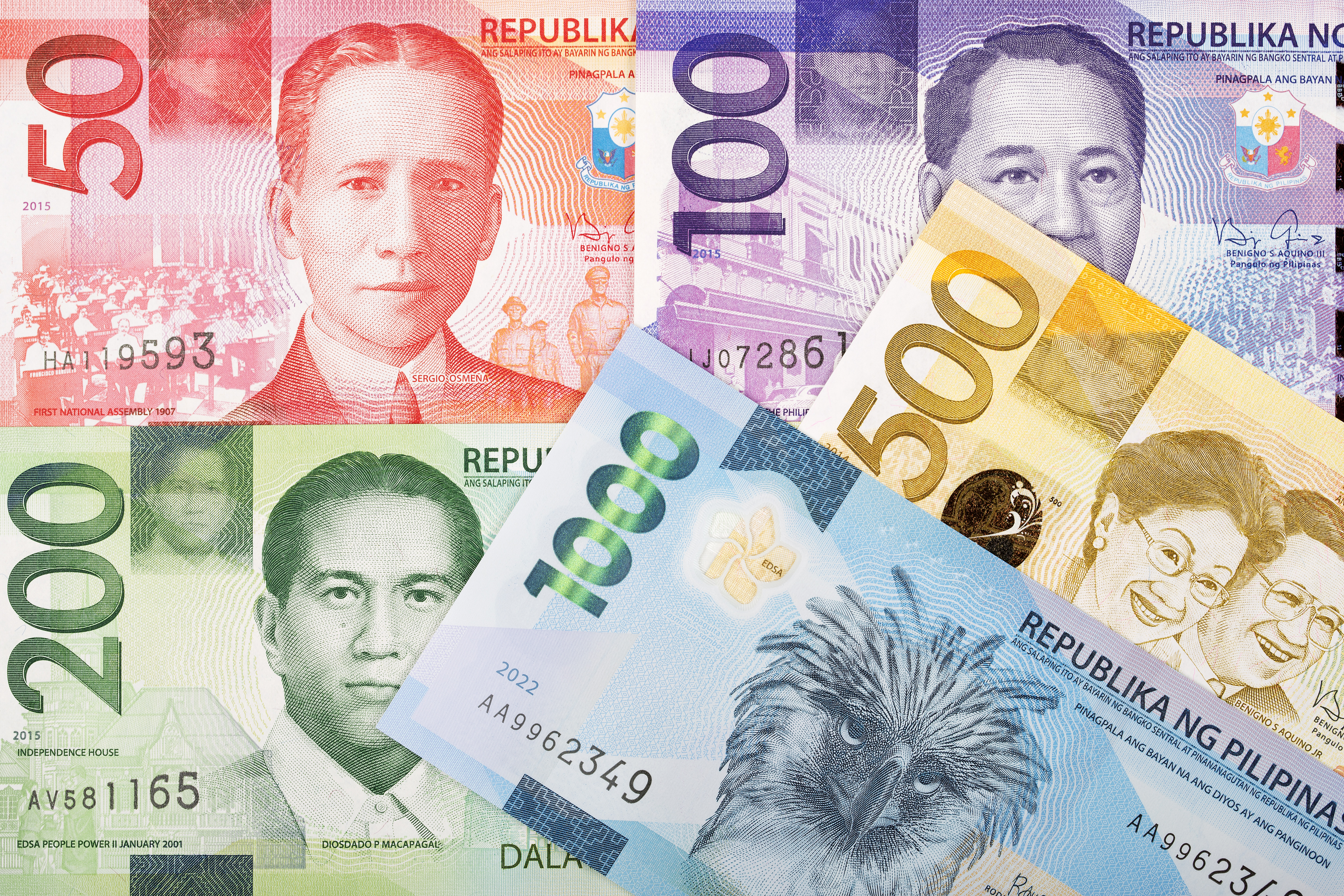 Various Denominations of Philippine Currency, Close Up