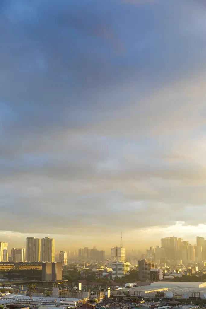 City skyline at sunset, Manila, Philippines