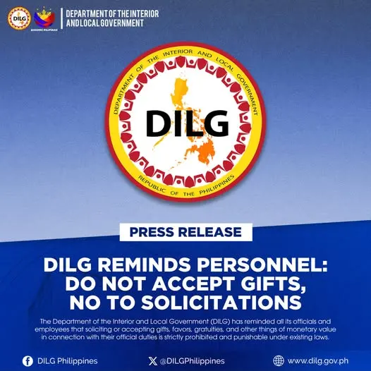 DILG reminds personnel_ Do not accept gifts, no to solicitations