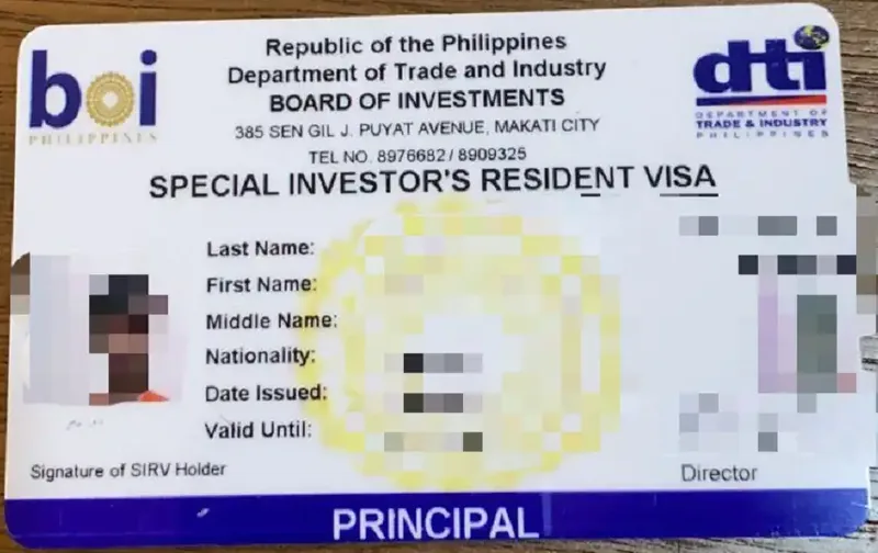 Sample SIRV ID card with personal data obscured