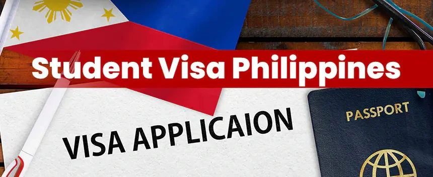 Student Visa with the Philippine flag, visa application and passport